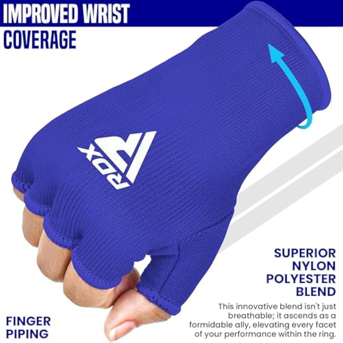 RDX Boxing Hand Wraps Inner Gloves for Punching - Half Finger Elasticated Bandages under Mitts Fist Protection - Great for MMA, Muay Thai, Kickboxing, Martial Arts Training, Combat Sports