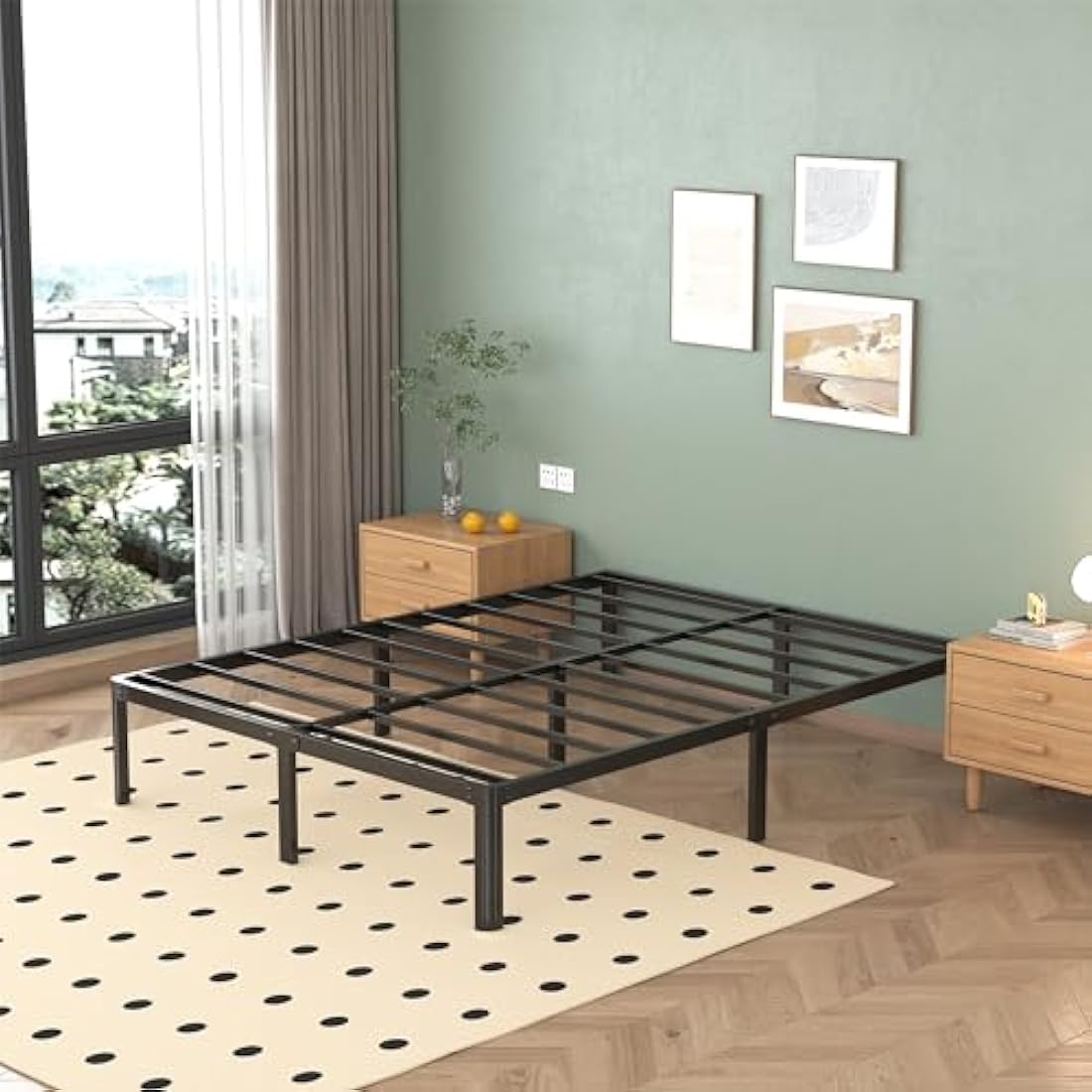Lutown-Teen Small Double Bed Frame 4ft with Rounded Corner Legs, Heavy Duty Metal Bed Frame Small Double, Small Double Beds 36 cm High, Noise Free, Easy Assembly