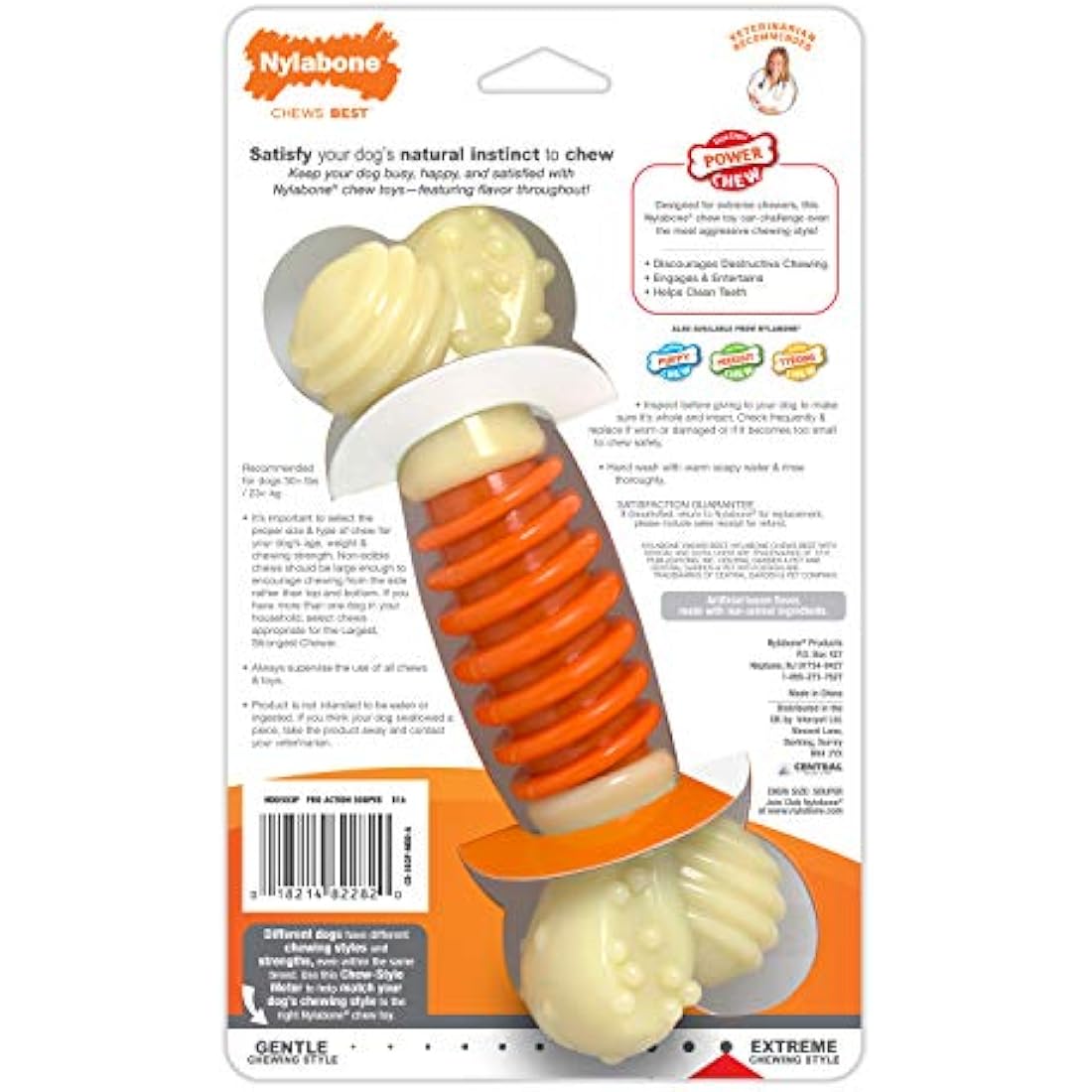 Nylabone Extreme Tough Pro Action Dog Chew Toy, Cleans Teeth, Bacon Flavour, XL, for Dogs Over 23 kg