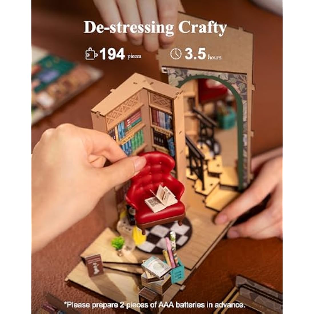 Rolife Book Nook Kits for Adults Shakespeare's Bookstore 3D Puzzles Miniature Dollhouse Models Kit for Adults to Build Bookshelf Decoration Halloween Christmas Birthday Gifts for Girls