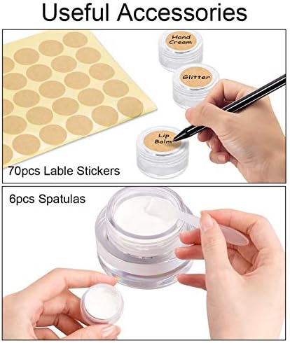 MELLIEX 60 Pieces Empty Sample Pots, 5g / 5ml Clear Plastic Travel Cosmetic Container Jars for Creams, Sample, Make-Up Storage