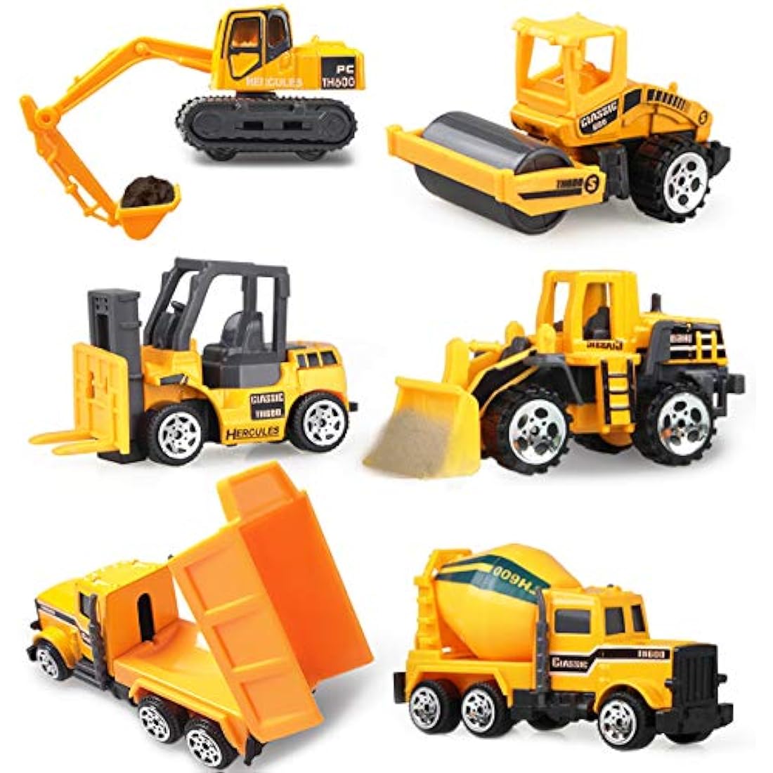 Coolplay Mini Construction Vehicles Kids Little Truck Cars Toy Pack Roller Bulldozers Forklift Excavator Asphalt Car Dump Set for Kids