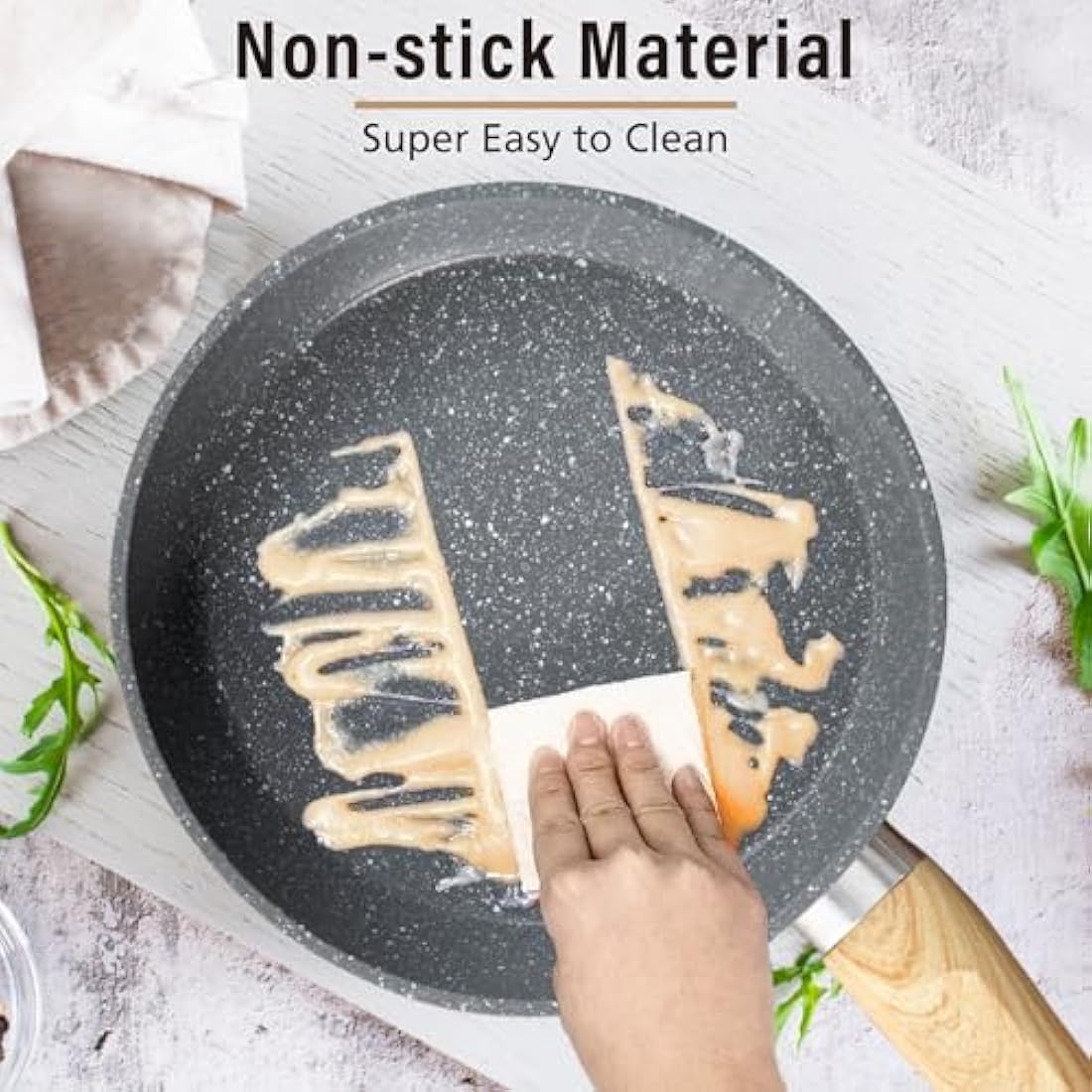 Kitchen Academy 17 Piece Non-Stick Pots and Pans Set, Induction Pan Set, Granite Non-Stick Saucepan Set, Grey