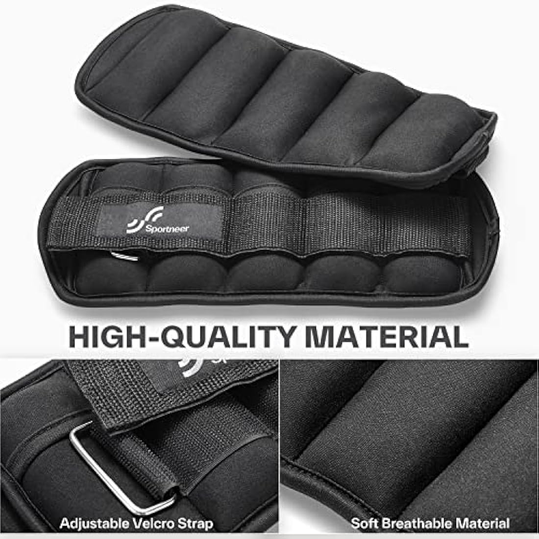 Sportneer Ankle Weights Adjustable Ankle Weights Set Wrist Strap 0.45kg - 2.25kg Each Ankle, 0.9kg - 4.5kg a Pair
