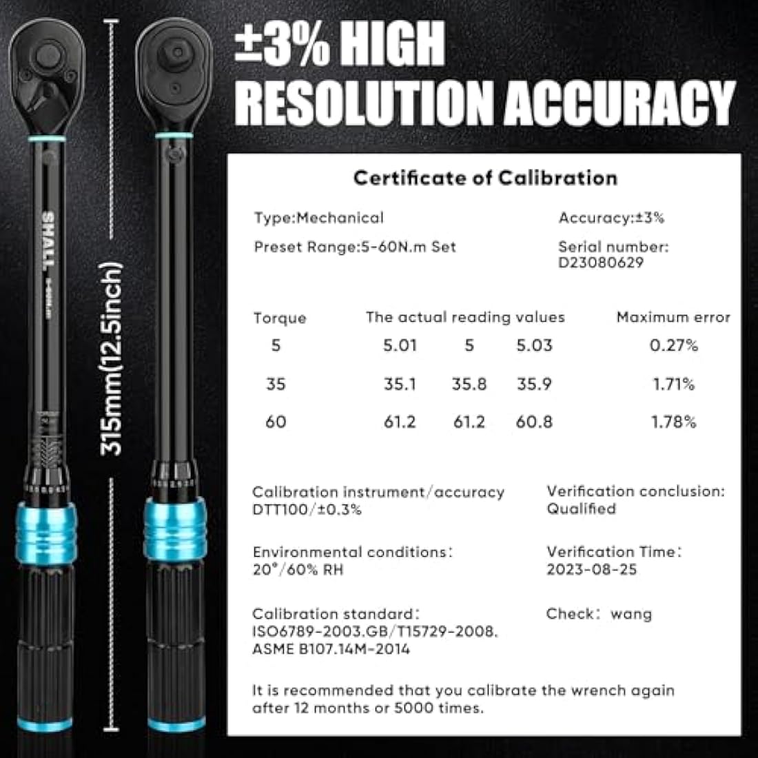 Shall 11-Piece 3/8" Torque Wrench Set, (5-60Nm) Dual Direction Adjustable 72 Tooth for Suitable for car and Motorcycle Maintenance,with Extension Pole and Storage Box