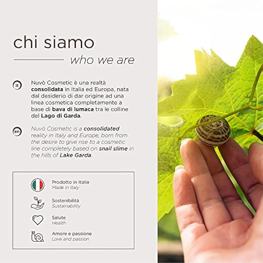 Nuvo' - Snail Mucin, Lipocream 200ml, Organic Certified, Anti-Cellulite Cream, Hot Effect, Firming and Smoothing Action, Enriched with Caffeine, Almond and Rosehip Oil, Made in Italy