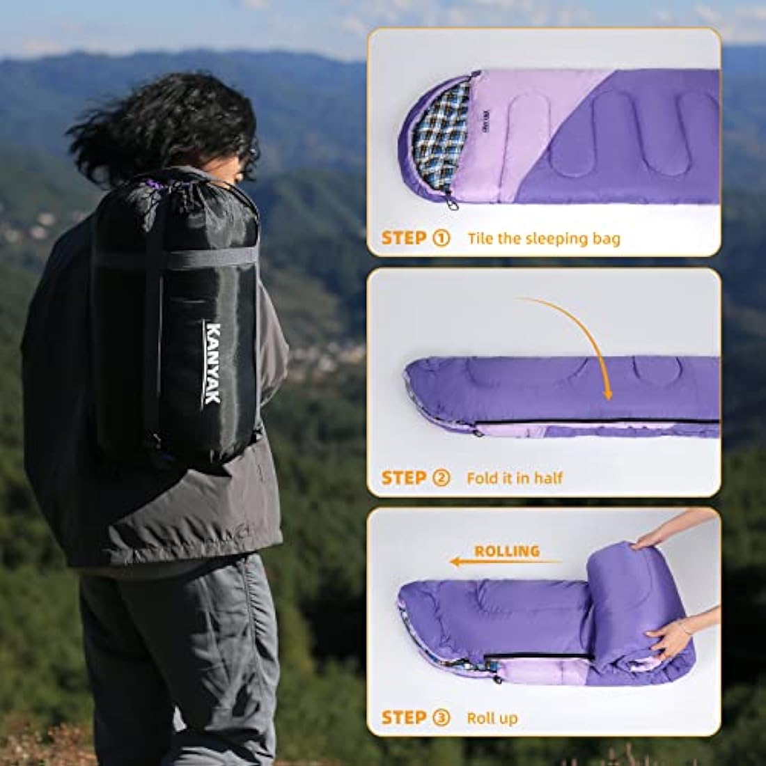 Camping Sleeping Bag, 32 Sleeping Bags for Adults Kids Teens Cold Weather Warm Sleeping Bag Winter for 3-4 Season Camping, Camping Gear Equipment, Traveling, and Outdoors