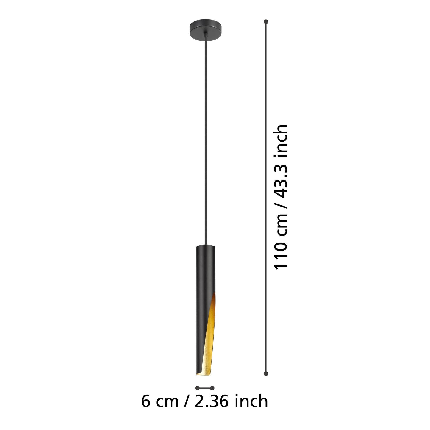EGLO LED Pendant light Barbotto, ceiling light fitting with indirect lighting, hanging lamp for dining and living room, metal in black and gold, GU10