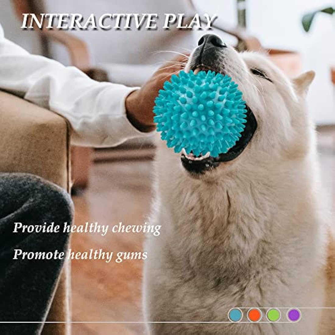 Ousiya Thickened 12 cm Squeaky Dog Toy Balls, 4 Pack Spikey Indestructible Dog Balls for Aggressive Chewers for Medium Large Dogs, Durable Dog Toys for Teeth Cleaning and Training