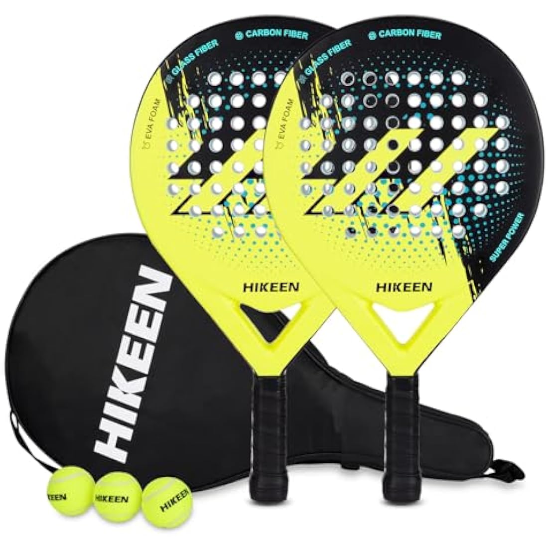 BOOSTEADY Padel Racket with Tennis Balls Adult Padel Racquet Made of Carbon Fibre Optic for Teenagers Beginners Advanced