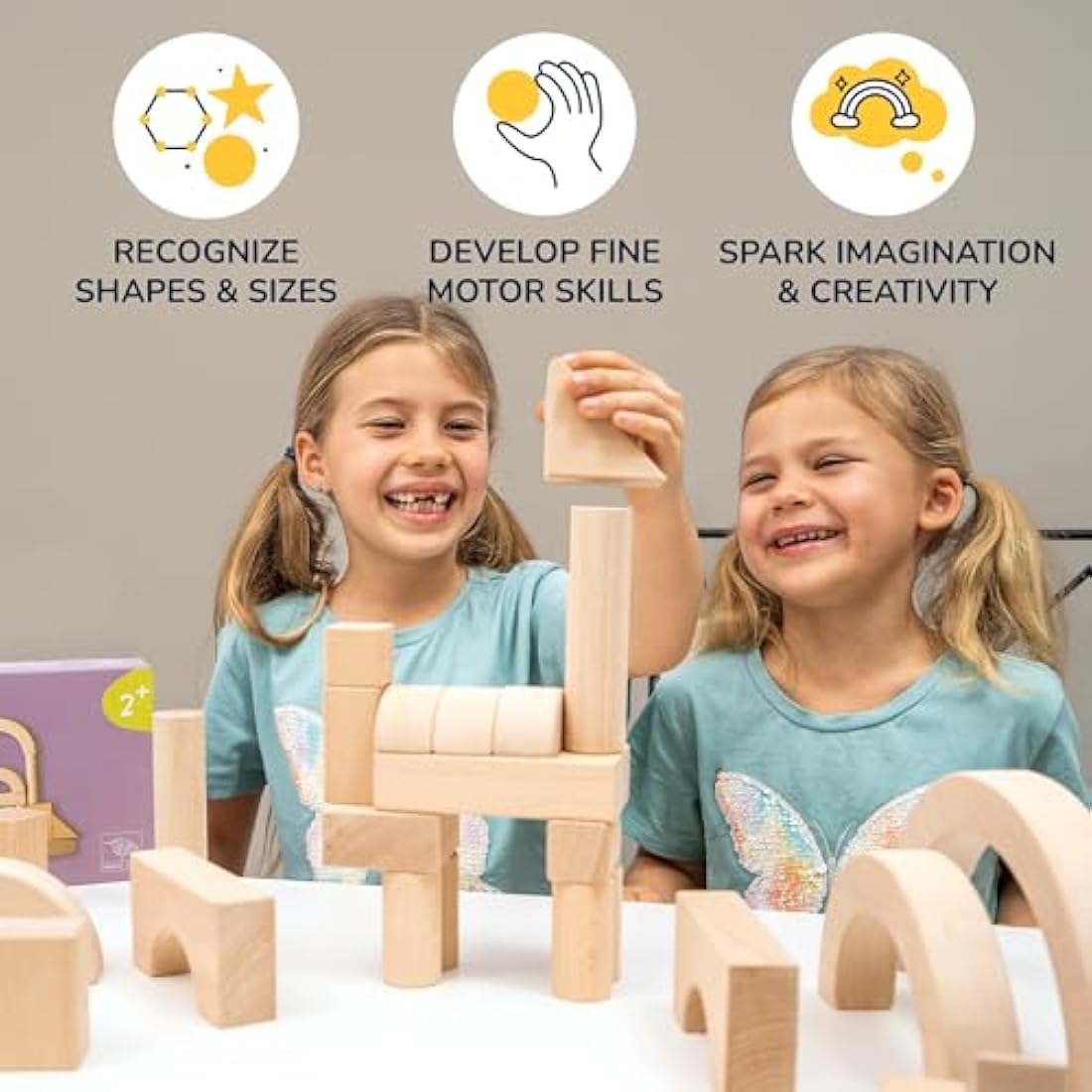 Merle Toys® Premium Wooden Building Blocks for Kids – Large Wooden Blocks for Creative Play, Plain Wooden Blocks for Kids, Rounded Edges for Safe Play, 100% FSC-Certified Wood, Ages 2+, 30-Piece Set