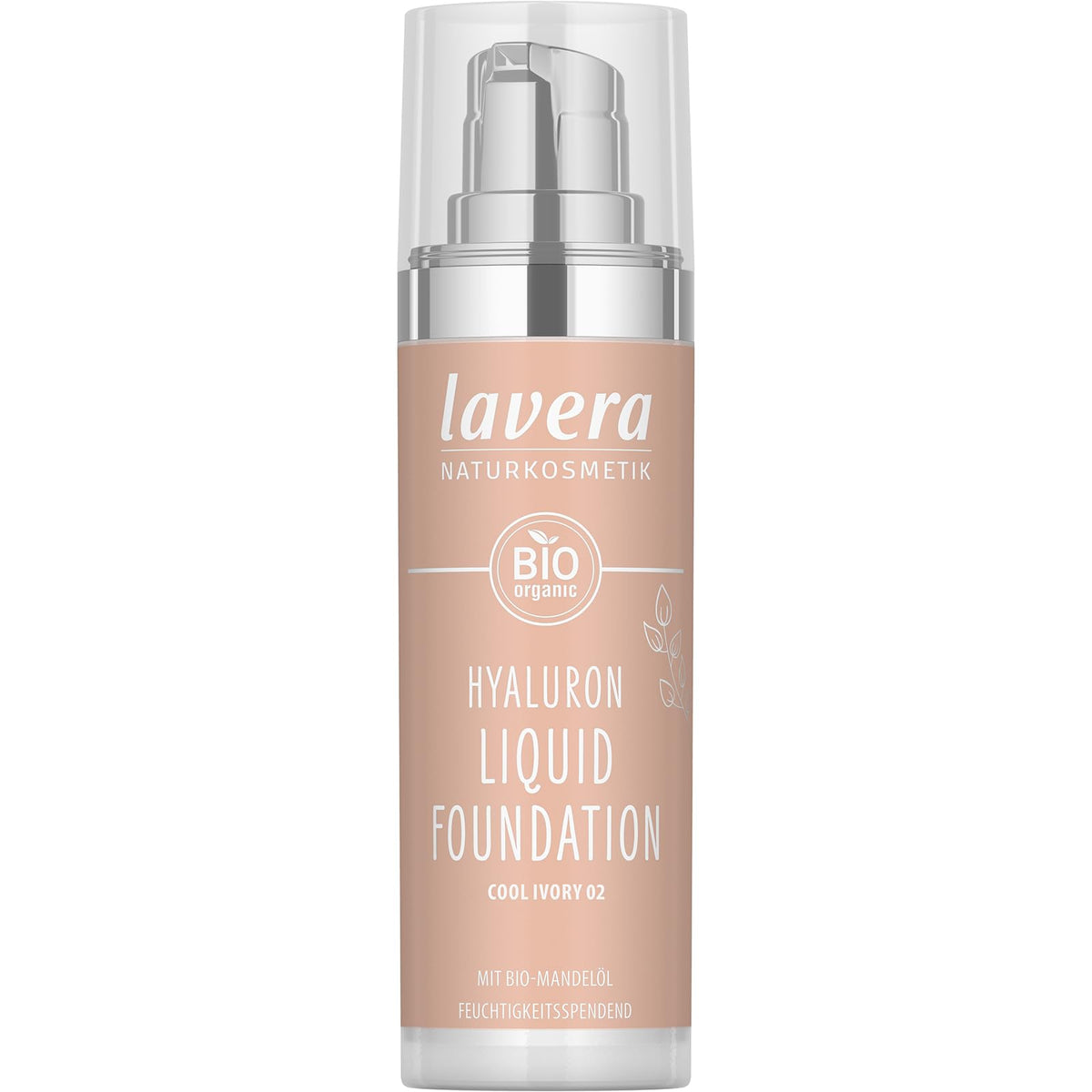 lavera Hyaluron Liquid Foundation - Cool Ivory 02 - natural cosmetics - Vegan - Silky, lightweight texture - free from mineraloil - Natural hyaluronic