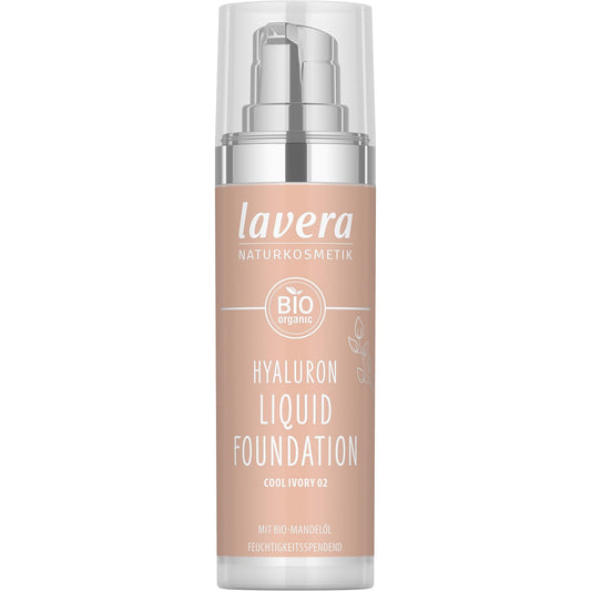 lavera Hyaluron Liquid Foundation - Cool Ivory 02 - natural cosmetics - Vegan - Silky, lightweight texture - free from mineraloil - Natural hyaluronic
