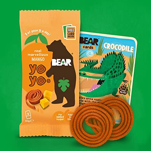 BEAR Mango Pure Fruit Yoyos 45 x 20g (9 Packs Per Box, 5 Boxes)