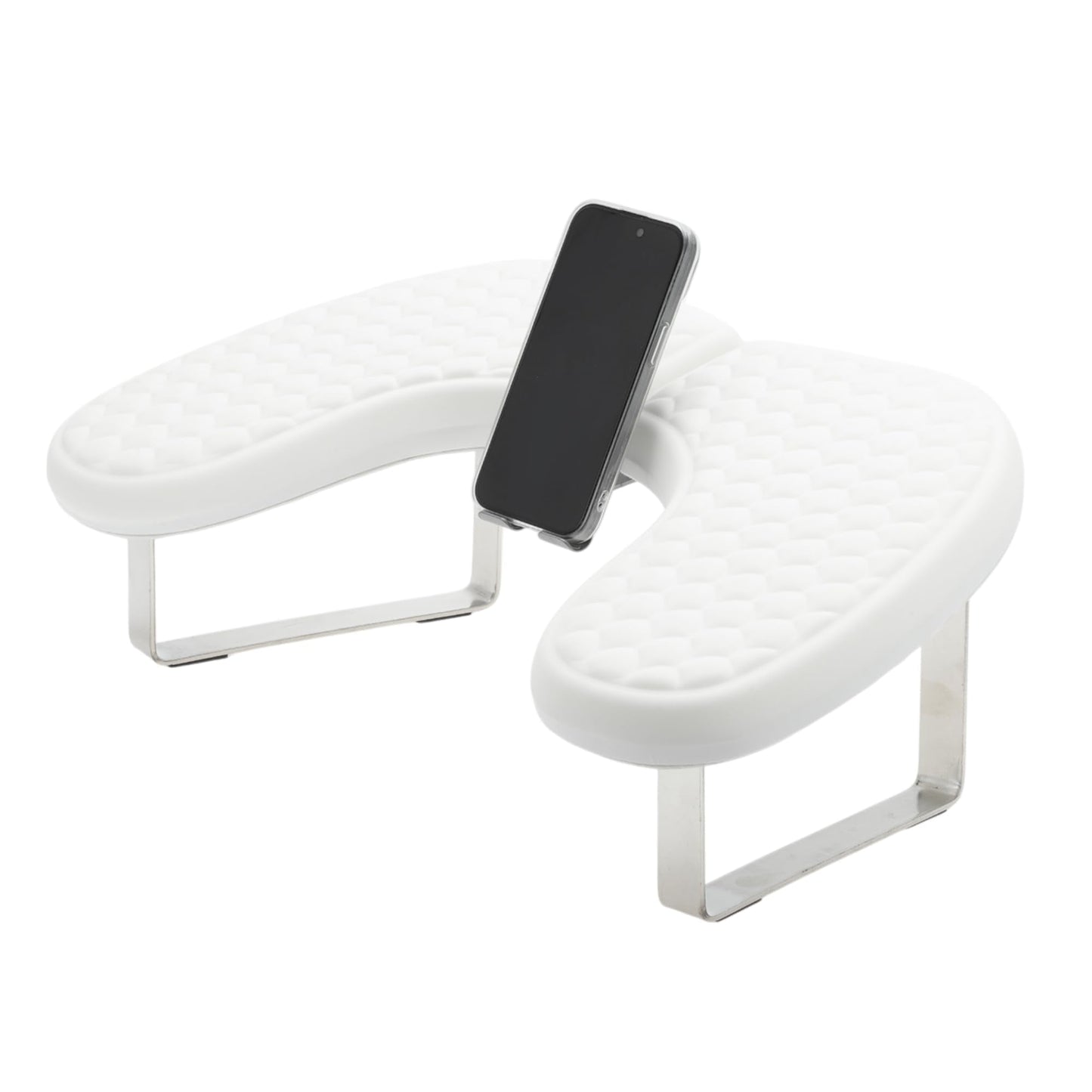 VOCOSTE Nail Arm Rest with Mobile Phone Holder, Manicure Hand Rest, Hand Rest for Nail Tech with Stable Base, White