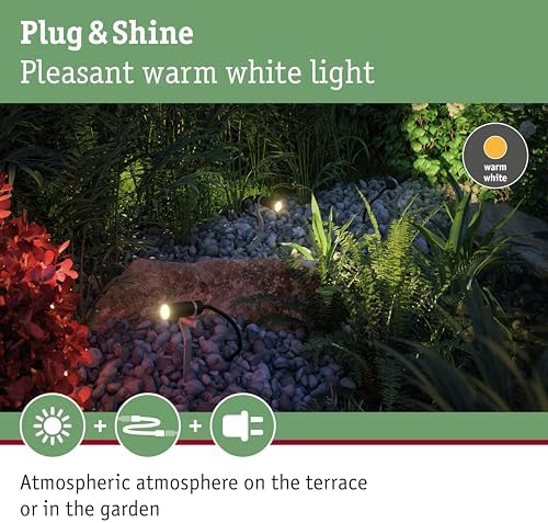 Paulmann 94156 Outdoor Plug & Shine Spotlight Plantini ext. Set 3000K 3x2.5W 24V 40° Anthracite alu, Aluminium, Integriert, 7.5 W, 2.1 x 7.7 x 22.3 cm