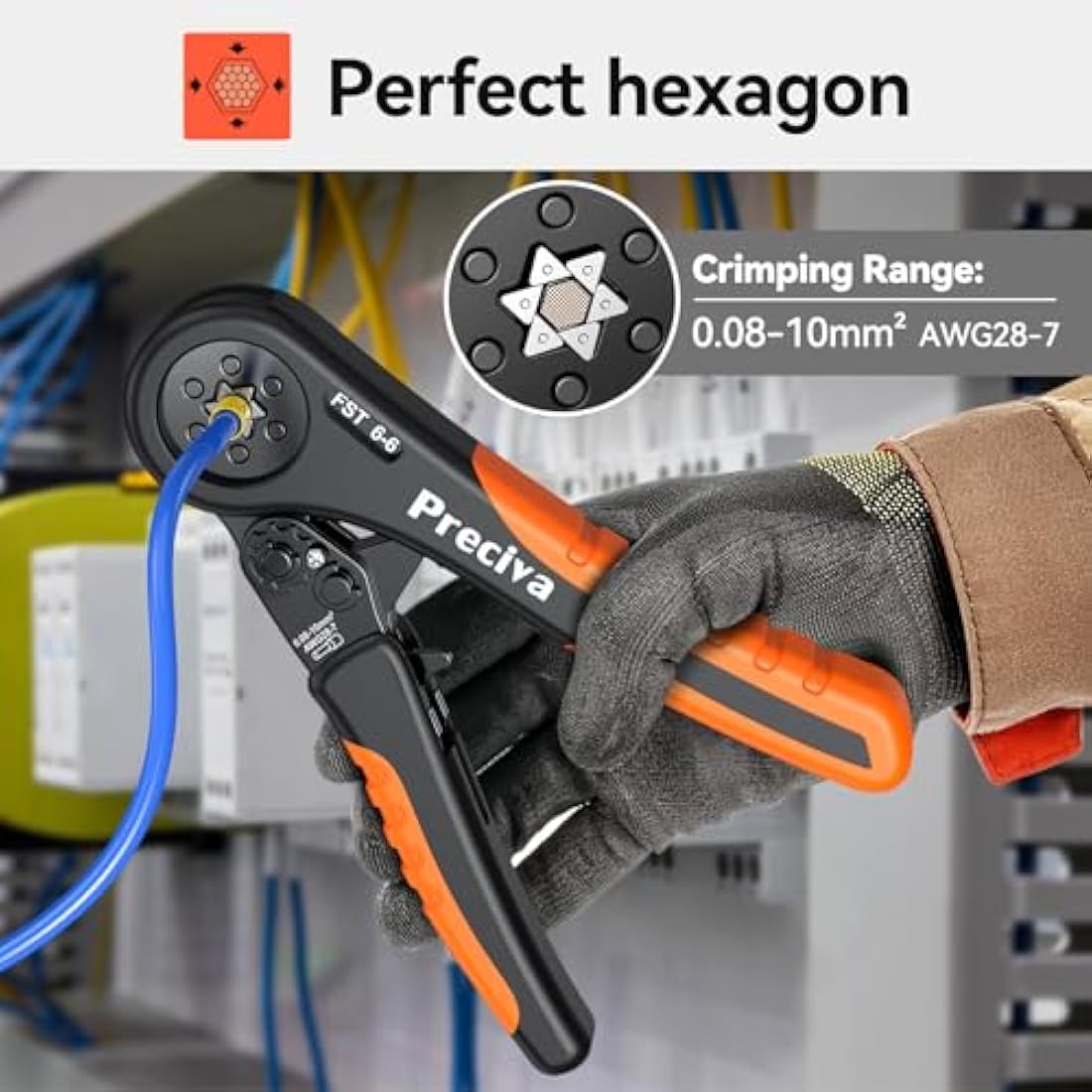 Crimping Tool Kit, Preciva Wire Crimper Plier Set, 0.08-10mm²/2000pcs Connectors Self Adjustable, Ratchet Hand Hexagonal Bootlace Ferrule Cable Crimp Terminal Pliers