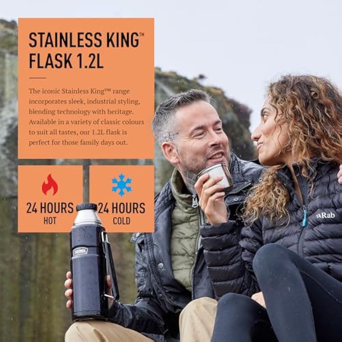 Thermos - Stainless King Copper Travel Flask (1.2L) - Premium Leak Proof Insulated Tea & Coffee Flask for Hot & Cold Drinks, Built-in Cup, Twist-Pour Stopper, BPA-Free, Durable Steel, Dishwasher Safe