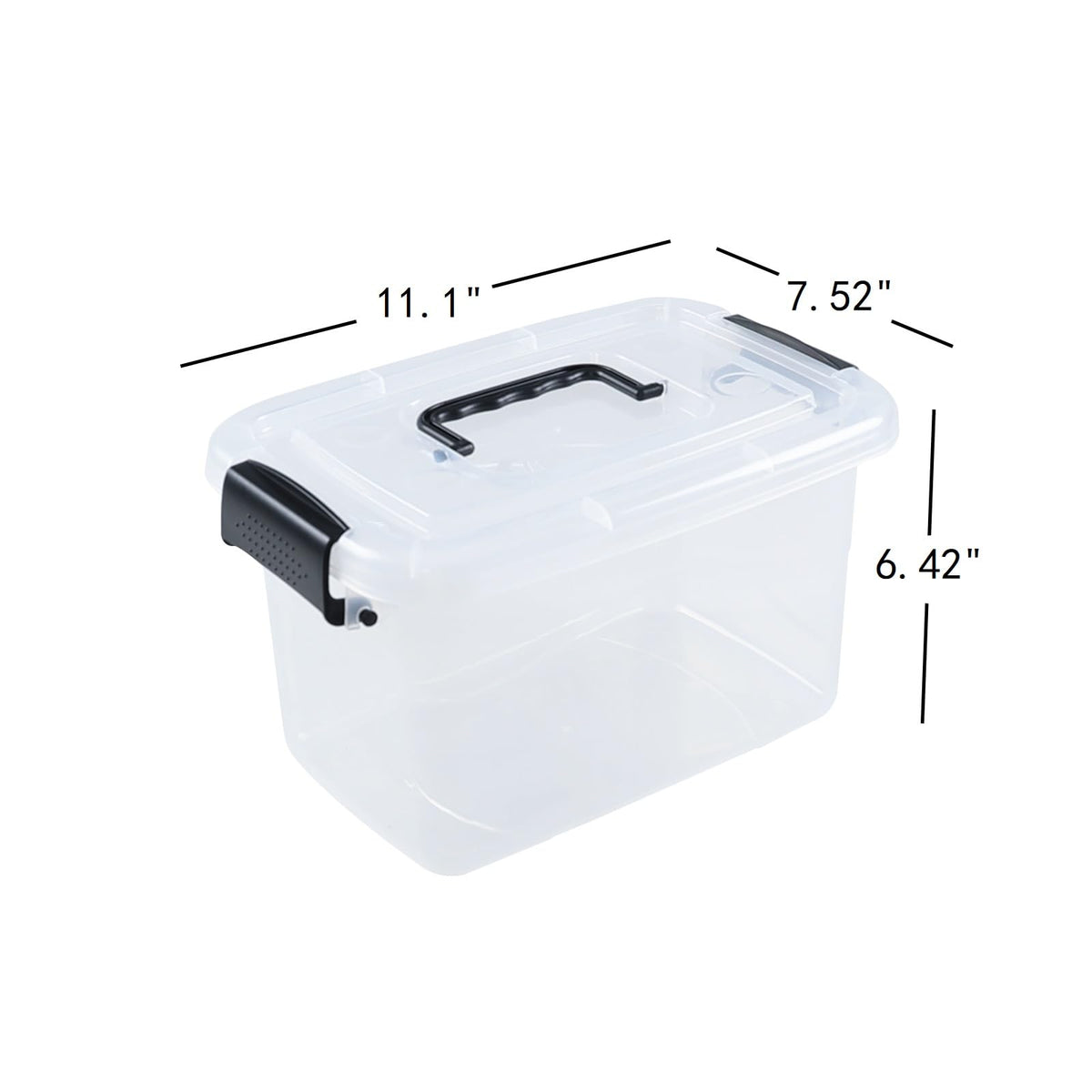 Minekkyes 6-Pack Home Storage Bins, Plastic Container, Latching Box with Handle (Black handle)