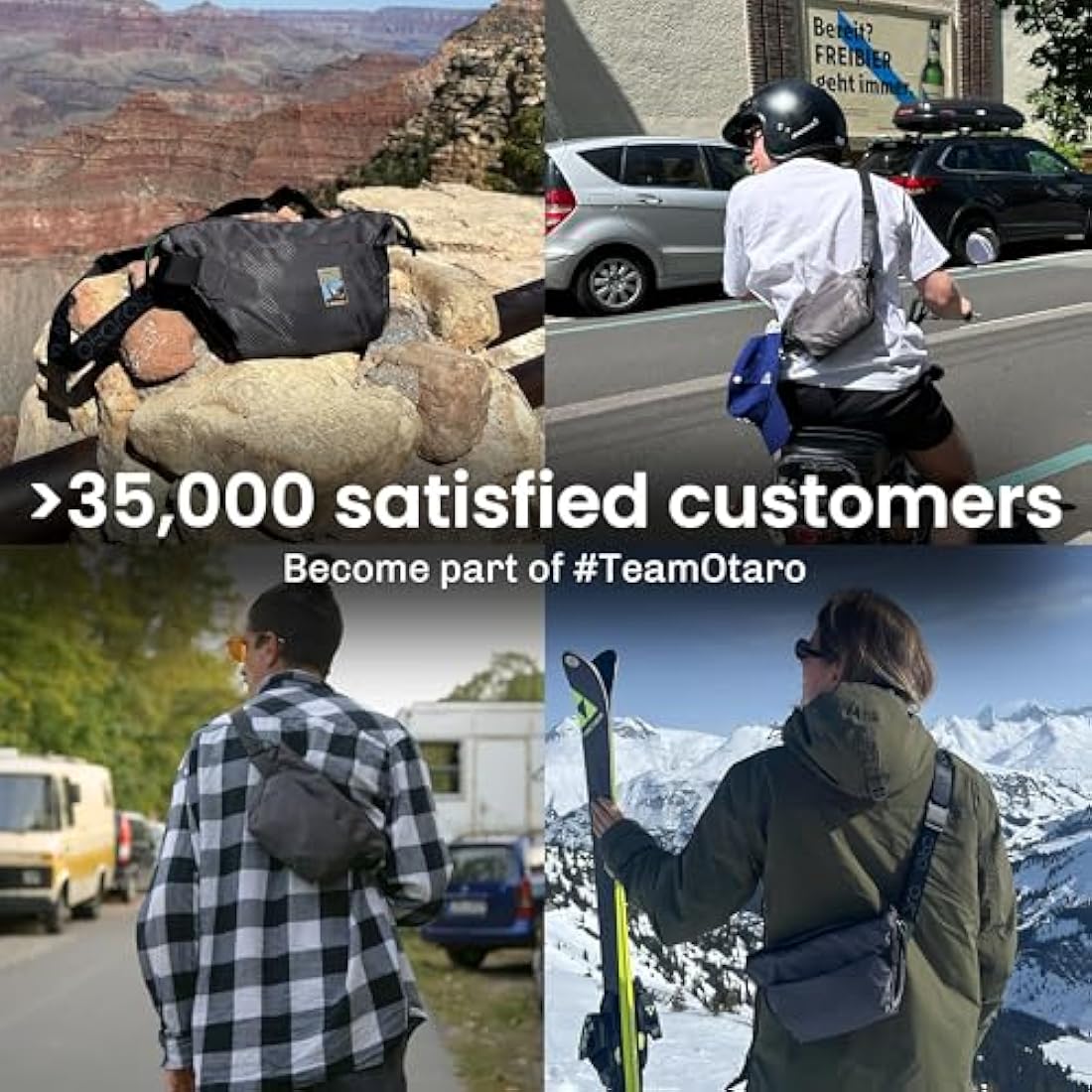 OTARO Bum Bag | Belt Bag Waist Bag | Unisex | Ideal for Travel, Skiing & Sports | Waterproof Stylish Nylon Grey Waist Fanny Pack for Outdoor Travel Hiking Dog Training Men, gray, standard size