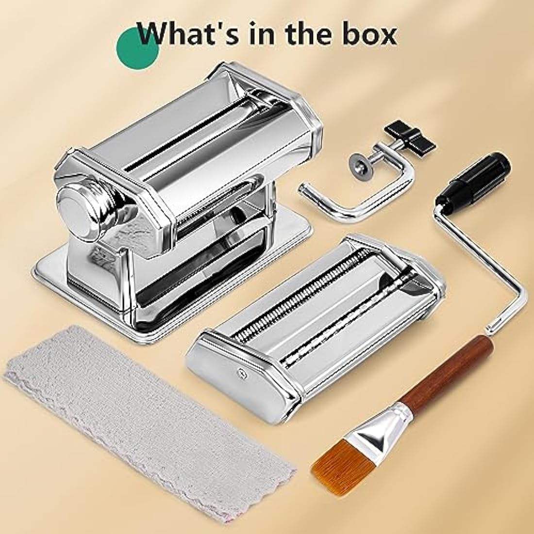 YASHE 2-in-1 Pasta Maker with Cleaning Kit, Adjustable Thickness Settings Pasta Maker Machine with Pasta Roller and Cutter, Dual Width Noodle Maker for Pasta, Spaghetti, Fettuccine, Lasagna