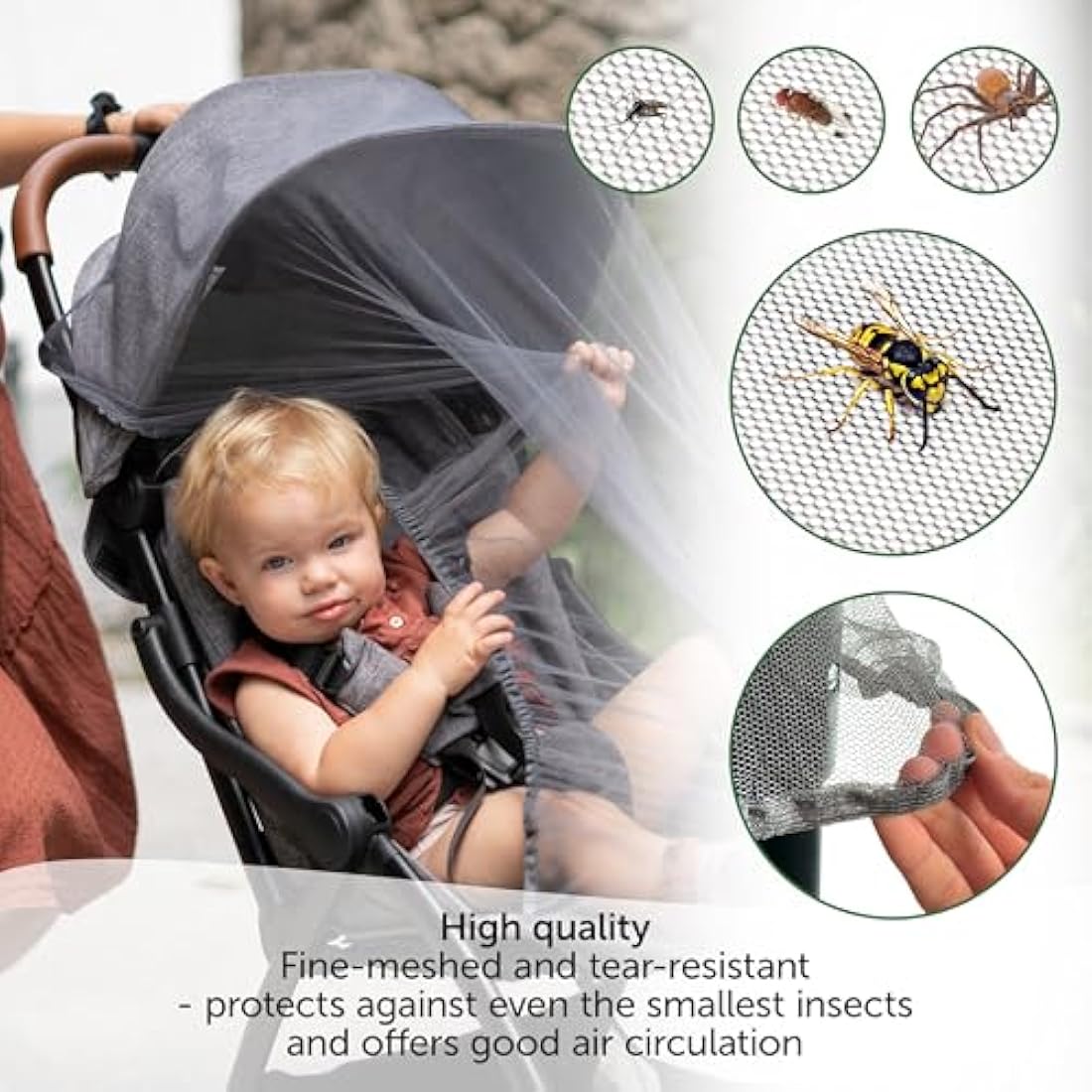 Zamboo Universal Mosquito Net for Pushchair, Pram, Buggy, Carrycot and Travel Cot | Washable and Durable Fine Mesh Insect Protection Netting - Grey