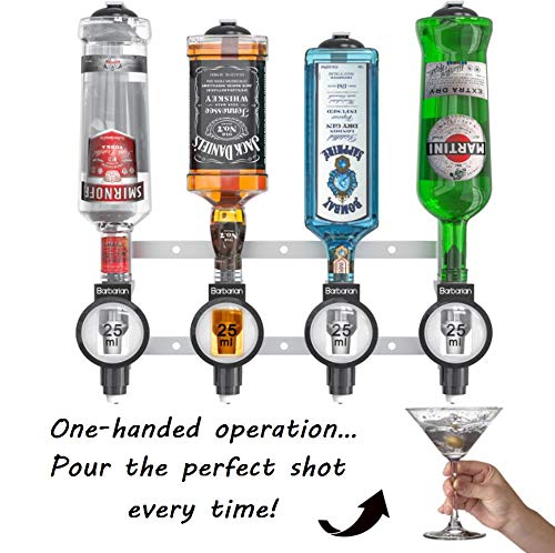 Barbarian 4/6 Bottle Optics for Spirits - Bar Butler Shot Measure Bracket Alcohol Wine Upside Down Drink Dispenser Home bar Garage Man cave (4 Bottle