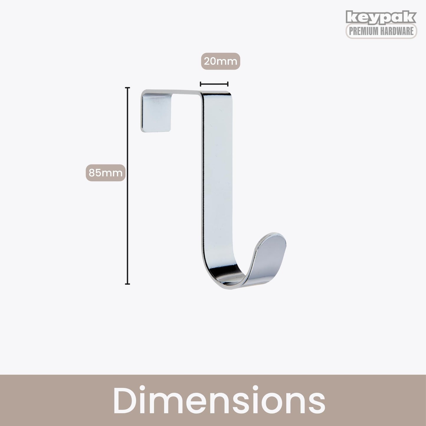 Keypak Over Door Hanger, Pack 3 Metal Hooks, Fits Doors up to 4cm