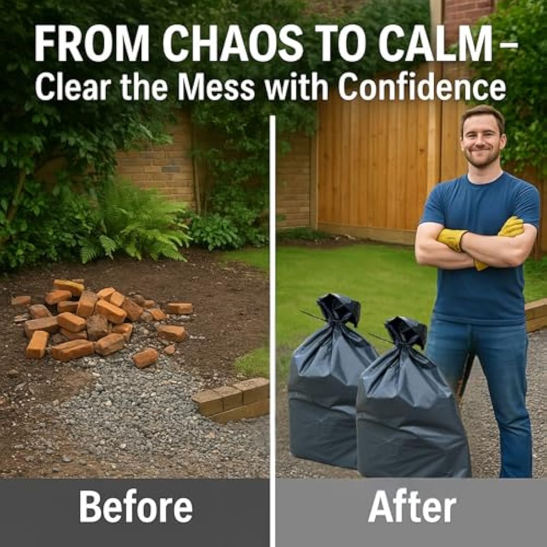Calzette Large Heavy Duty Rubble Sacks Bags - Garden Waste Strong Bin Bag for Builders Gardening 100μm for Household - Garden - DIY – Builders