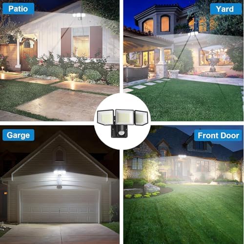 FLITI 38W 220V Led Security Lights Outdoor Motion Sensor, 6000LM 270° Adjustable Floodlight with PIR, IP65 Waterproof Garden Outside Lights with Sensor for Garage Corridors Terraces Courtyards