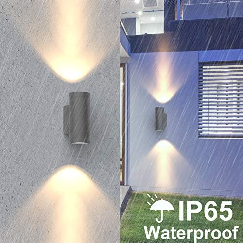 Klighten 2 pcs Outdoor Wall Light IP65 Up Down Outdoor Indoor Wall Lighting Modern Aluminum Wall Lamp for Garden Entrance Corridor Courtyard, Socket GU10, Bulb not Included, Dark Gray