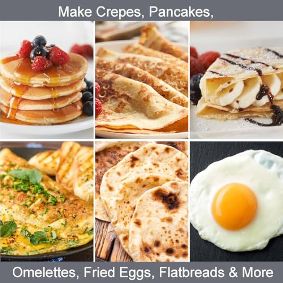 Quest Electric Pancake Maker & Crepe Maker | Extra Large Cooking Surface | Non Stick, Easy Clean Up | Includes Utensils | Perfect for Pancakes, Crepes, Omelettes, Chapati, Roti