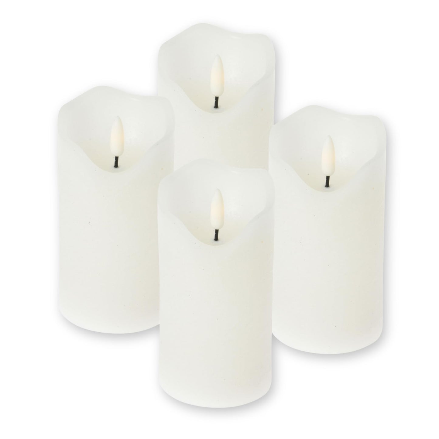 ToCi LED Candles White Diameter 7 x 12.5 cm - Set of 4 with Black Wick and Timer - 4 Flameless Real Wax Candles - Advent Candles Grave