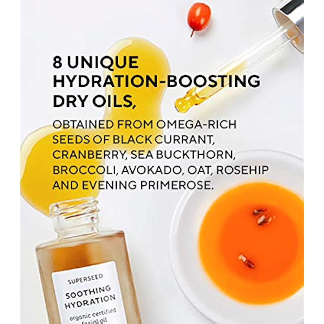 MADARA Organic Skin Care SUPERSEED Soothing Hydration Facial Oil – Calming & Hydrating Oil for Dry, Stressed & Sensitive Skin, 30ml