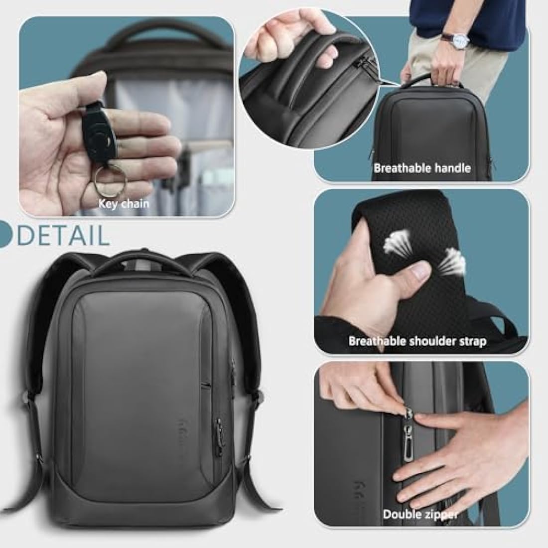Mens Business Laptop Backpack for 15.6 Inch Large Rucksack with Charging Port Computer Bag Durable Anti-Theft High-Tech Daypack Water-Resistant Casual Daypack for Office College Weekender-Black
