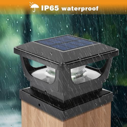 GEYUEYA Home Solar Post Lights,Warm White Solar Post Cap Lights Fence Post Lights Pathway Lights for 3x3 4x4 inch Wooden Posts Deck Cap Garden Yard Decoration-6 Packs