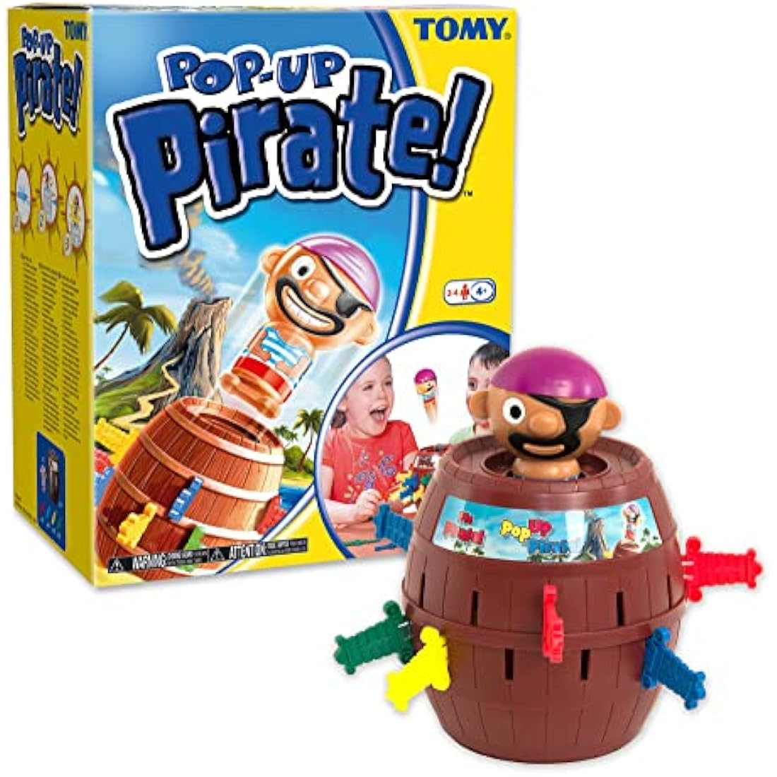 TOMY Pop Up Pirate Classic Children's Action Board Game, Family and Preschool Kids Game for Children 4, 5, 6, 7, 8 Year Old Boys Girls Adults,Packaging may vary, Wood - Choc Brown