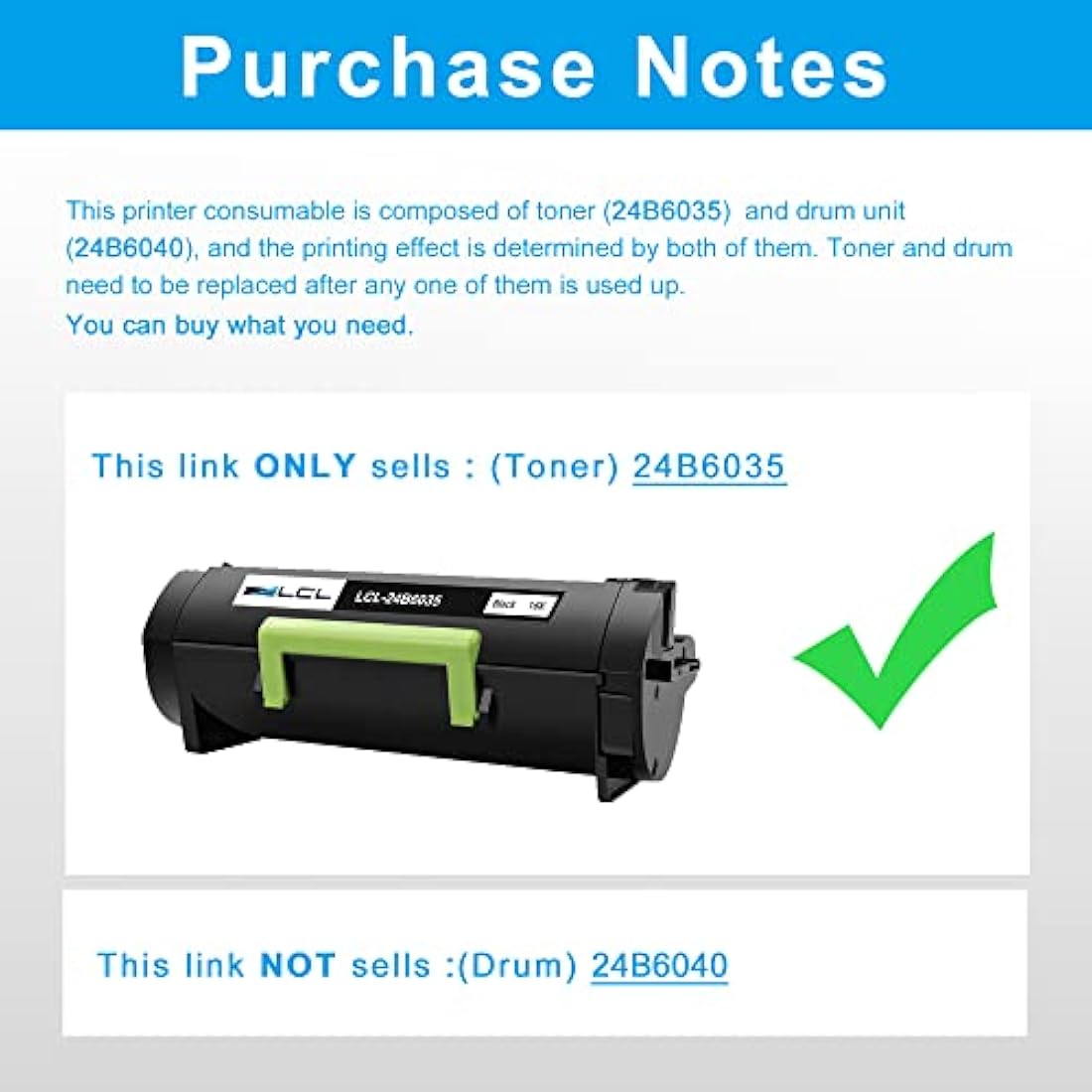 LCL Compatible Toner Cartridge 24B6035 16000 Pages (1 Pack Black) Replacement for Lexmark M1145 XM1145