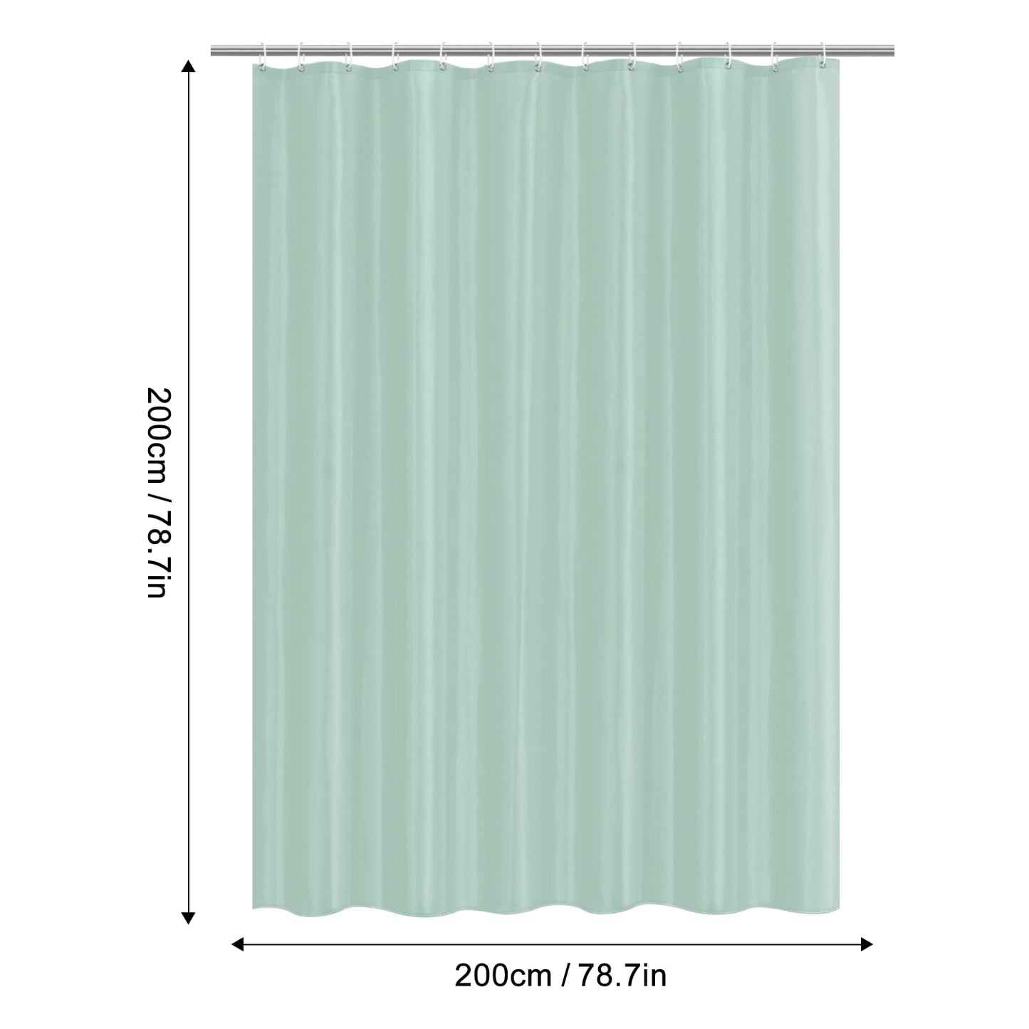 LUKDUNG 200 x 200 cm Polyester Textile Shower Curtain Anti-Mould for Bathroom, Curtain for Bathtub Shower Made of Fabric Waterproof Washable Shower