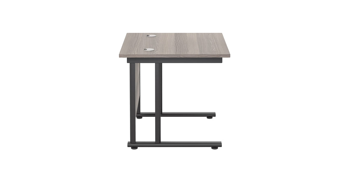 Office Hippo Heavy Duty Rectangular Cantilever Office Desk, Grey Oak Top/Black Frame, 80 x 80 cm