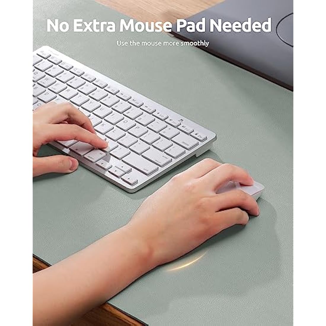 YSAGi Leather Desk Mat, Large Mouse Mat, Non-Slip Desk Pad, Waterproof PU Leather Table Protector Writing Pad for Office and Home (80 x 40 cm, Grayish Green)