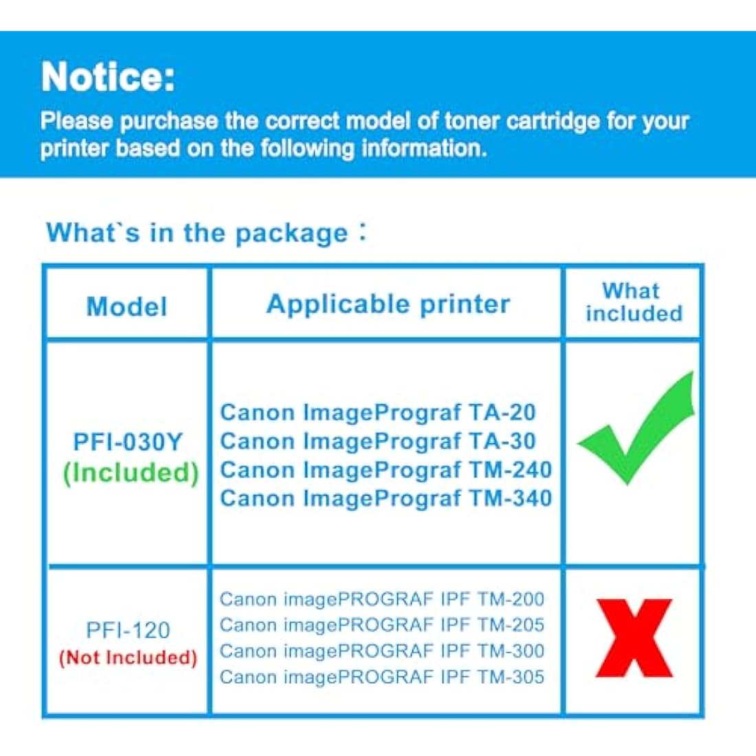 LCL Compatible Ink Cartridge PFI030 (Yellow) for Canon ImagePrograf TA-20, TA-30, TM-240, TM-340 (1Pack Yellow, 55ml, Waterproof, Light Resistant, Excellent Reliability)