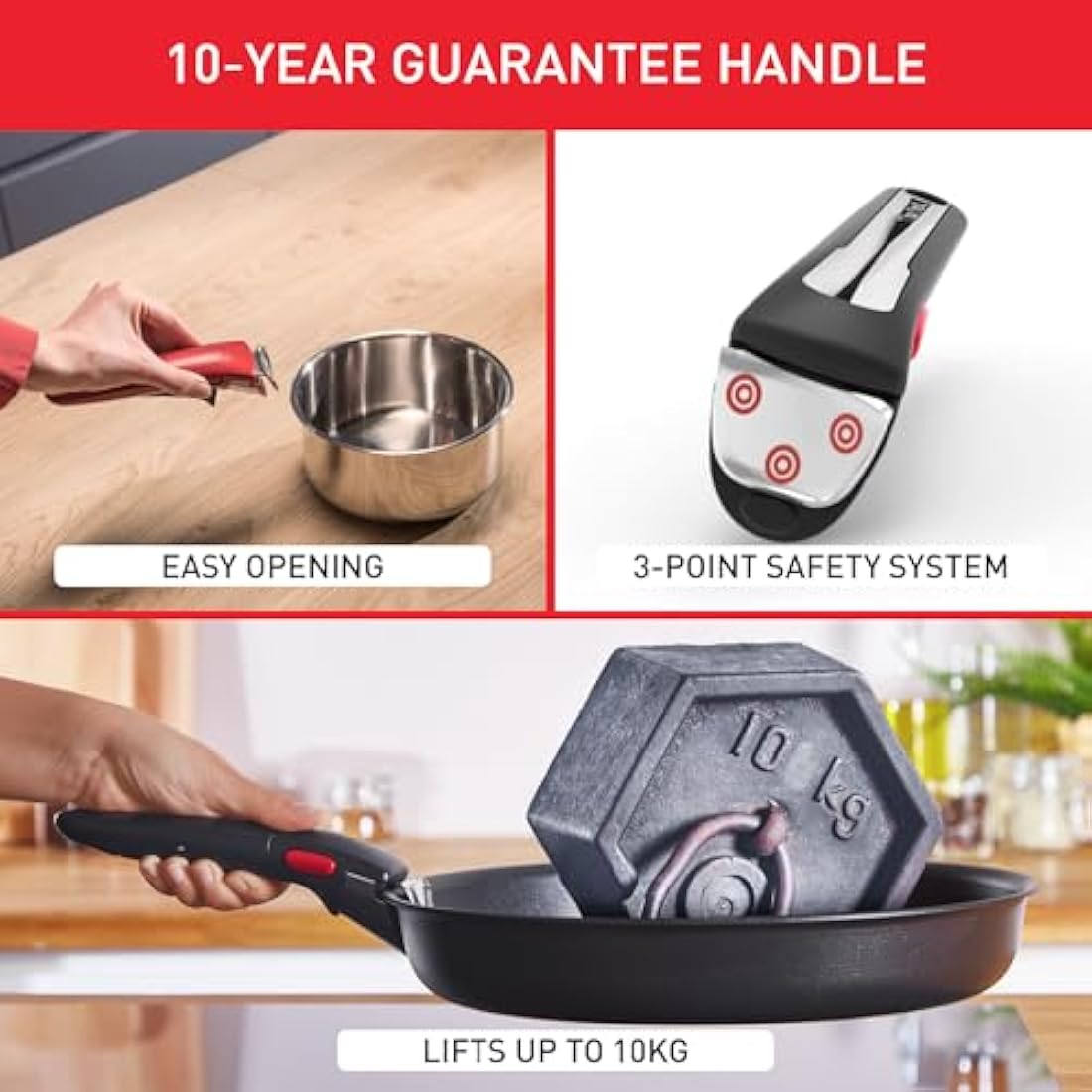 Tefal Ingenio Easy On 20 Piece Set, Pots & Pans Set, Stackable, Easy Cleaning, Non-Stick Coating, Removable Handle, Heat Indicator, All hobs Compatible excluding Induction, L1599402