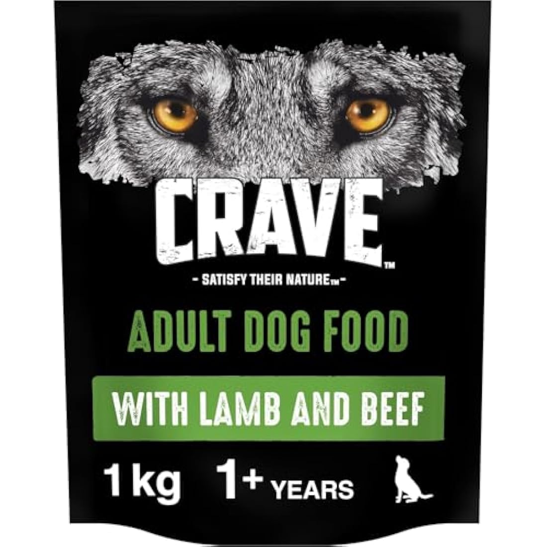 Crave Dry Dog Food with Lamb and Beef – High Protein and Grain-Free – 1 kg (Pack of 4)