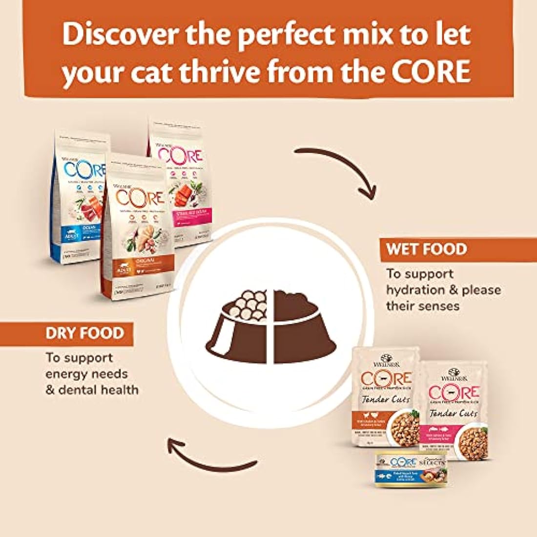 Wellness CORE Sterilised Ocean, 300g, Salmon, Dry Cat Food for Sterilised / Indoor Cats, Grain-Free, High Fish Content, Protein-Rich, Supports Healthy Skin & Shiny Coat