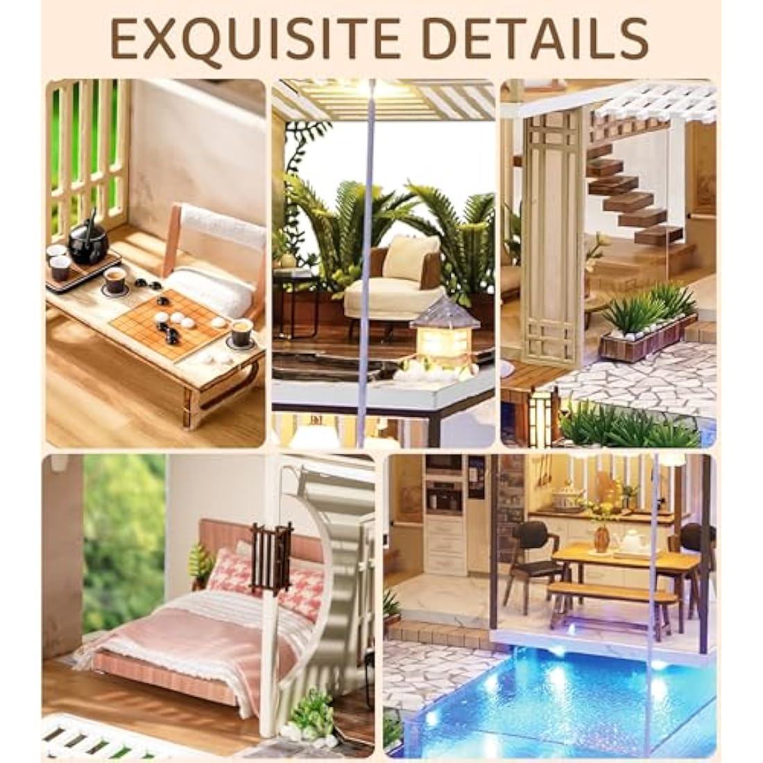 Spilay Diy Miniature House Kit with Furniture, Wooden Mini Doll House Crafts Handmade with Dust Cover & Music Box, 1:24 Creative Room Idea Gift for Adult Friend Lover A085-Elegant and Quiet-Age 14+