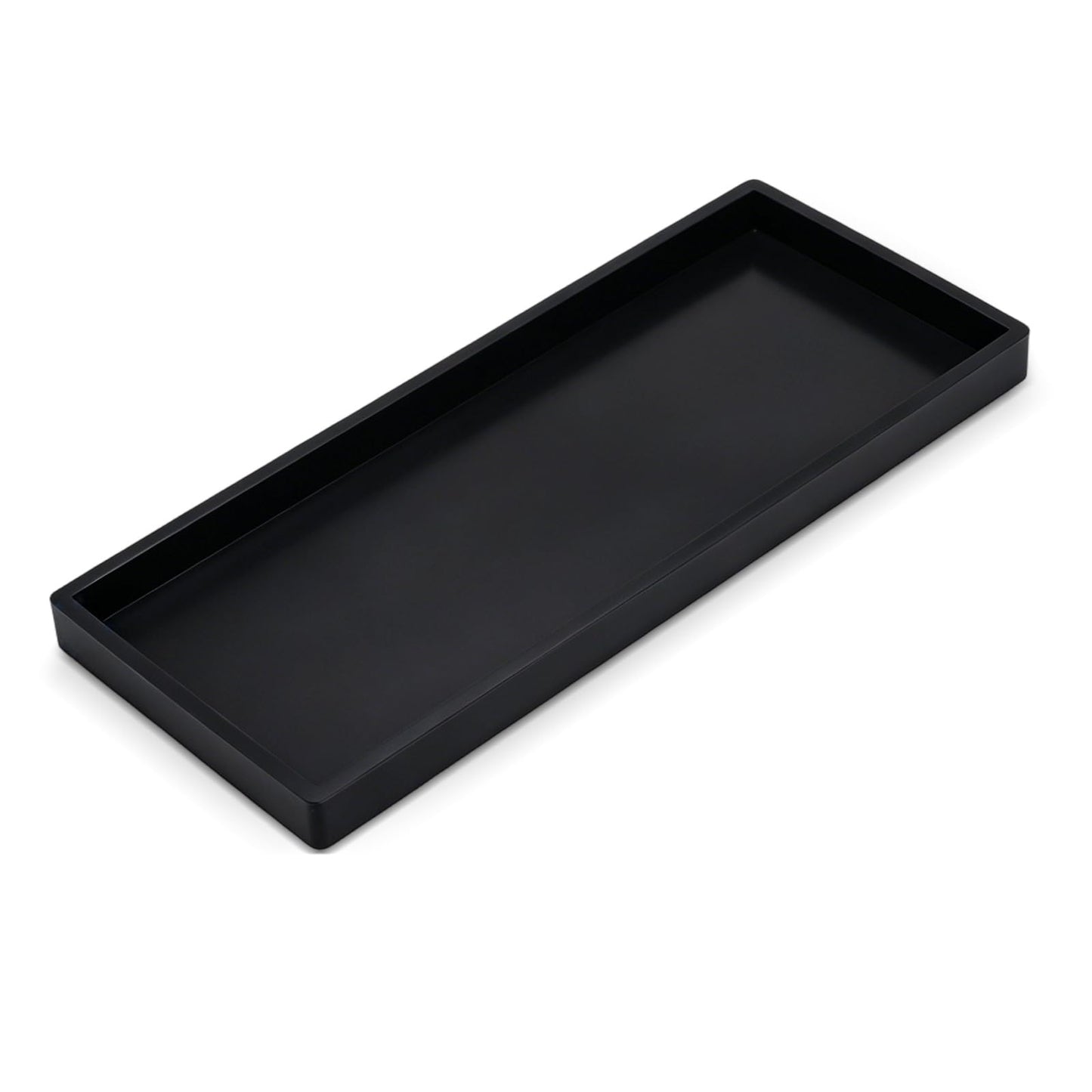 Black Bathroom Tray Organizer, 11.81" X 4.9" Silicone Rectangular Vanity Tray for Sink, Soap Dish & Countertop Storage for Candles, Keys