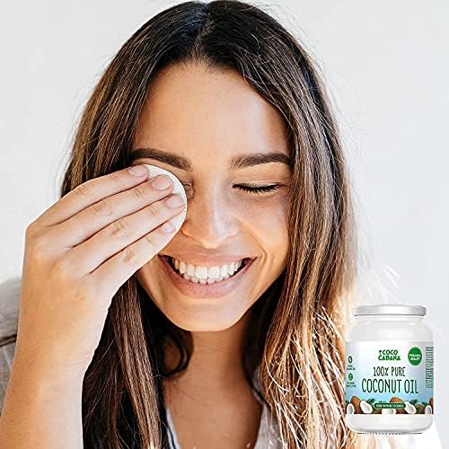 Coco Cabana 100% Pure Coconut Oil 1L, Vegan, Gluten & Dairy Free, Natural Beauty Product, Skin & Hair, Cooking, glass jar, 1000ml