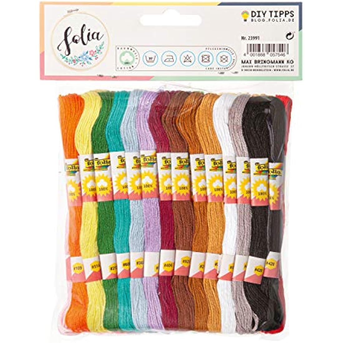 Work in Hand Embroidery Thread KALEIDO 52 skeins à 8 m (26 Colours