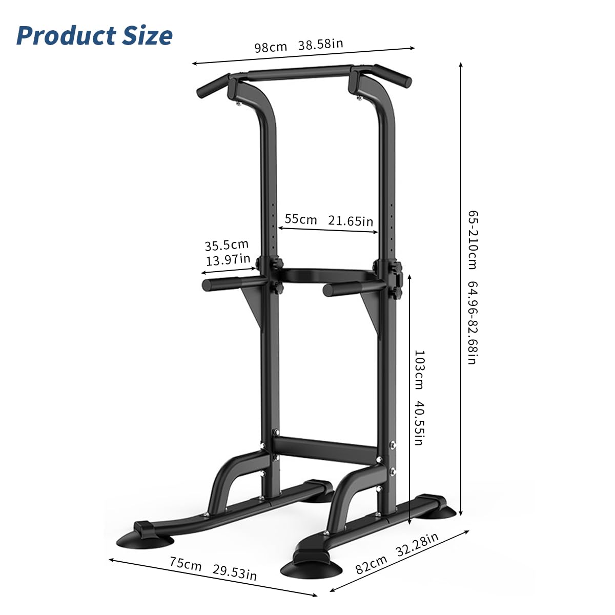 Leiblsufo Power Tower Dip Station Height Adjustable Exercise Equipment Fitness Workout Station Pull Up Bar for Home Gym